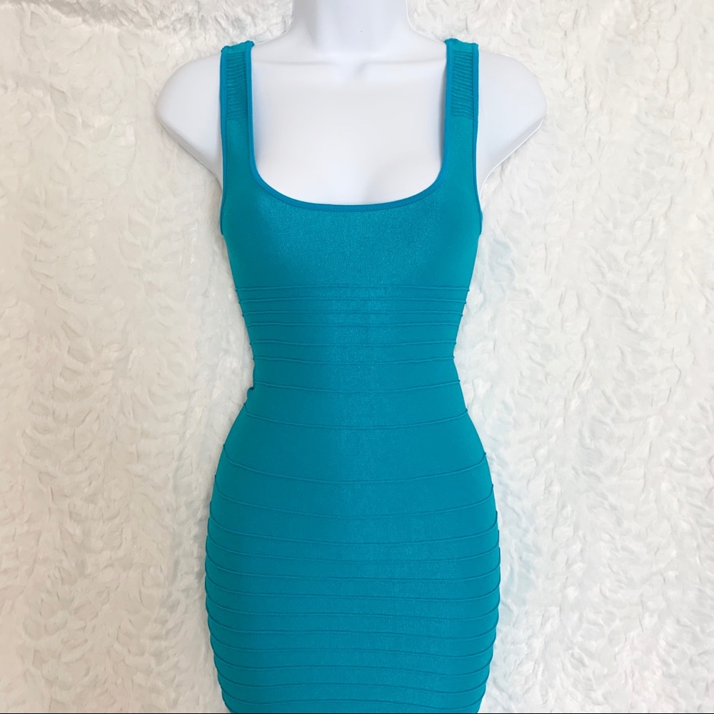 Bebe Turquoise Bodycon Dress. Size P/S